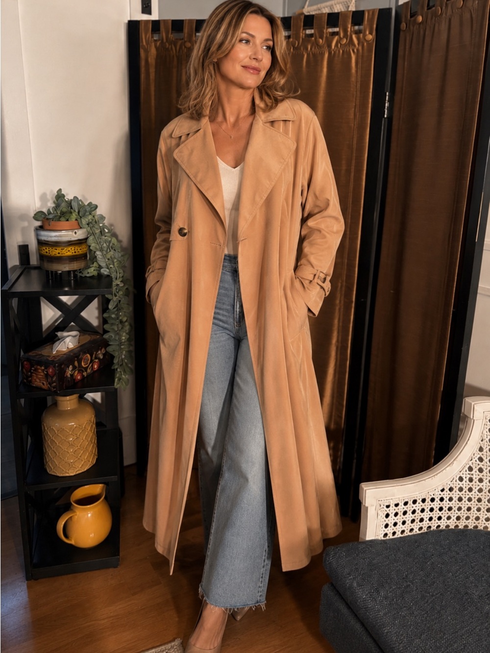 Loose Lightweight Trenchcoat With Tie Waist